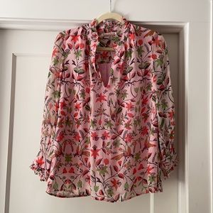 Banjanan pink floral silk top size S